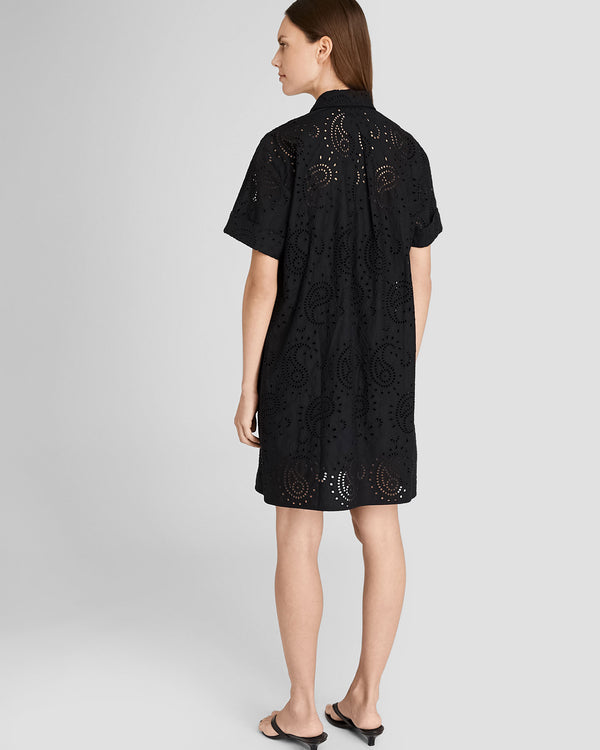 Club Monaco Eyelet Shirt Dress Black