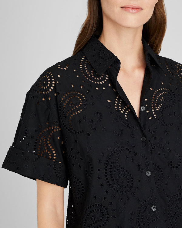 Club Monaco Eyelet Shirt Dress Black