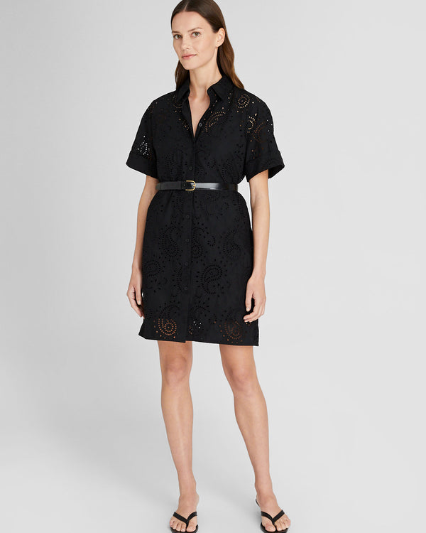 Club Monaco Eyelet Shirt Dress Black