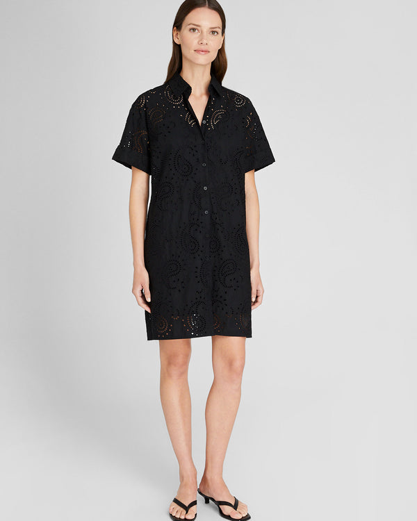 club monaco Eyelet Shirt Dress Black