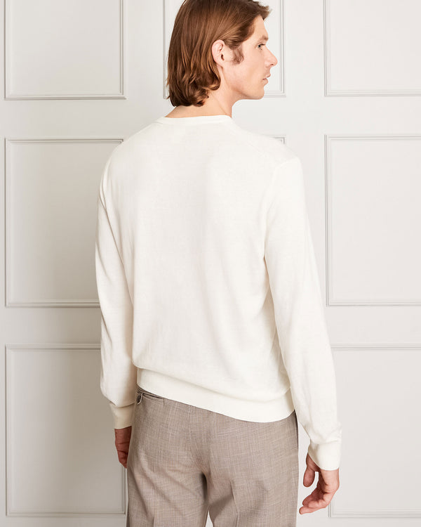 Club Monaco Fine Gauge Silk Blend Crewneck Cream
