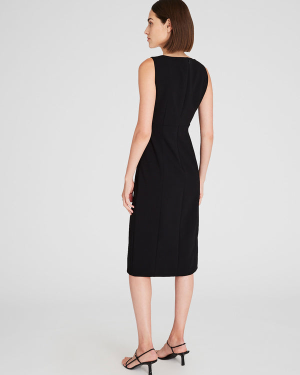 Club Monaco Fitted Crepe Midi Dress Black