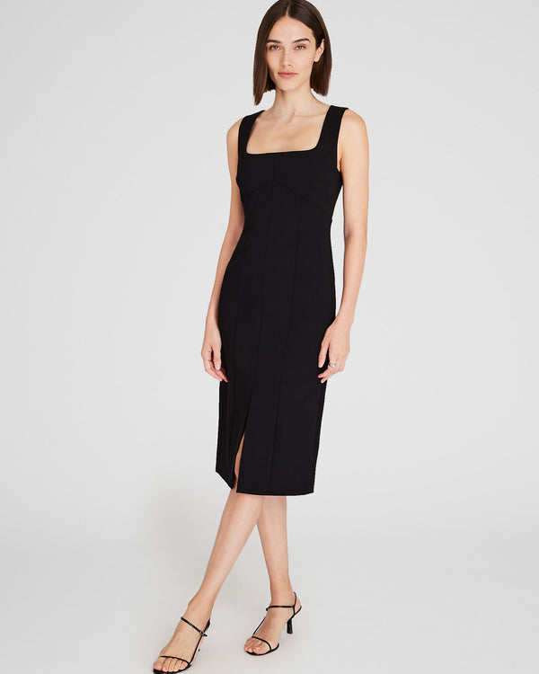 Club Monaco Fitted Crepe Midi Dress Black