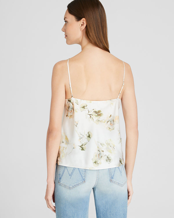 Club Monaco Floral Silk Charmeuse Cami White Base