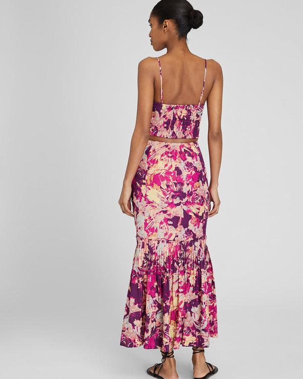 Club Monaco Flounce Hem Maxi Skirt Aster Pink
