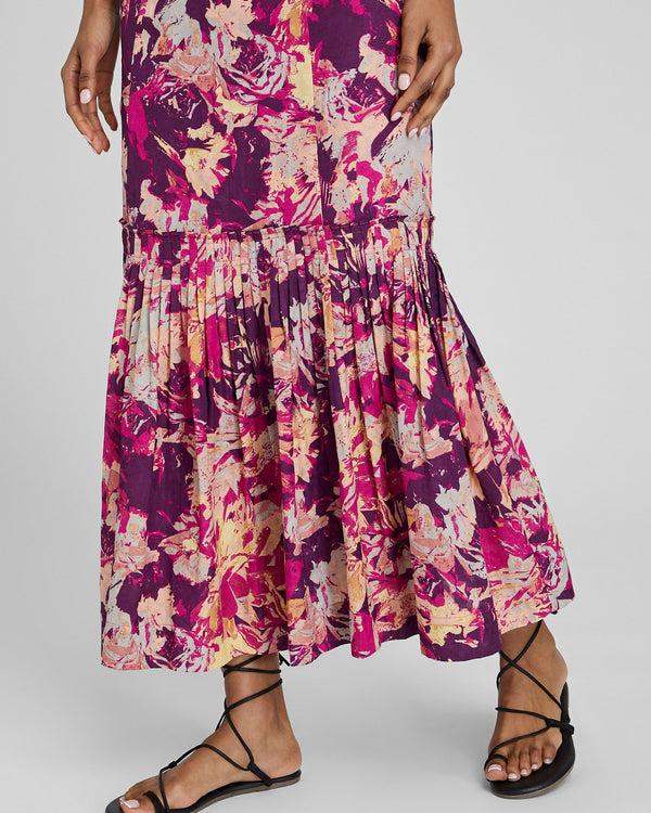 Club Monaco Flounce Hem Maxi Skirt Aster Pink