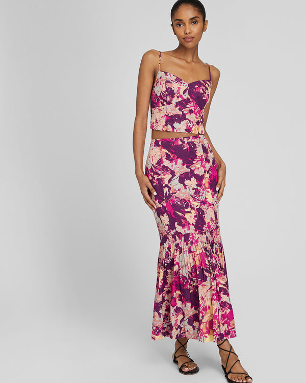 Club Monaco Flounce Hem Maxi Skirt Aster Pink