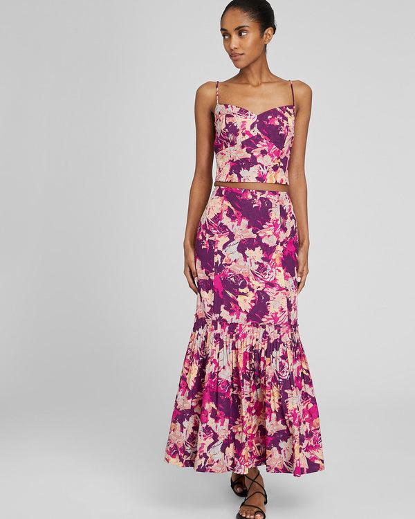 club monaco Flounce Hem Maxi Skirt Aster Pink