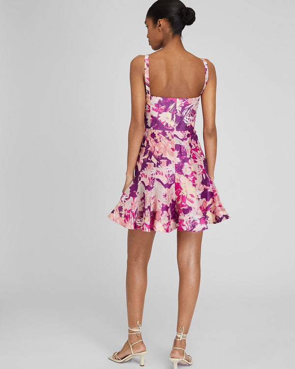 Club Monaco Fluted Hem Mini Dress Aster Pink