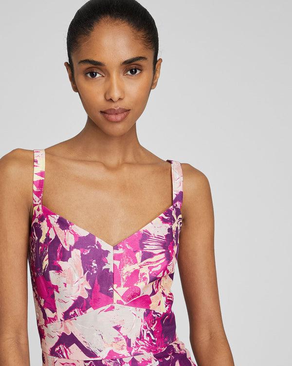 Club Monaco Fluted Hem Mini Dress Aster Pink