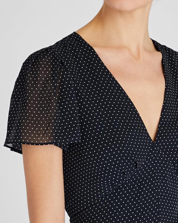 Club Monaco Flutter Sleeve Midi Dress Navy Base