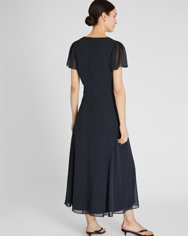 Club Monaco Flutter Sleeve Midi Dress Navy Base