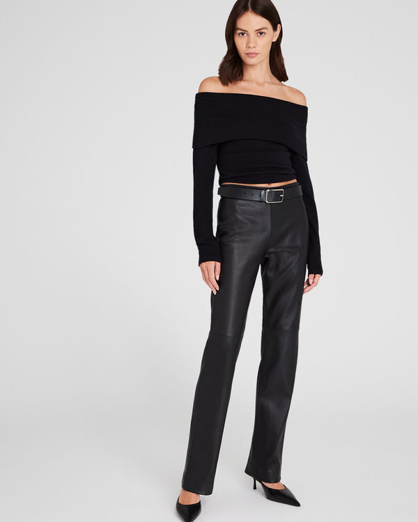 Club Monaco Full-Length Leather Pant Black