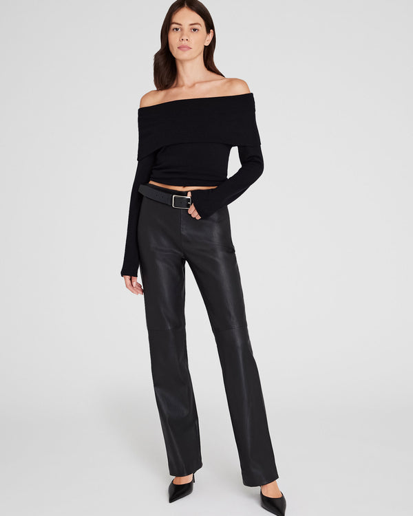 club monaco Full-Length Leather Pant Black