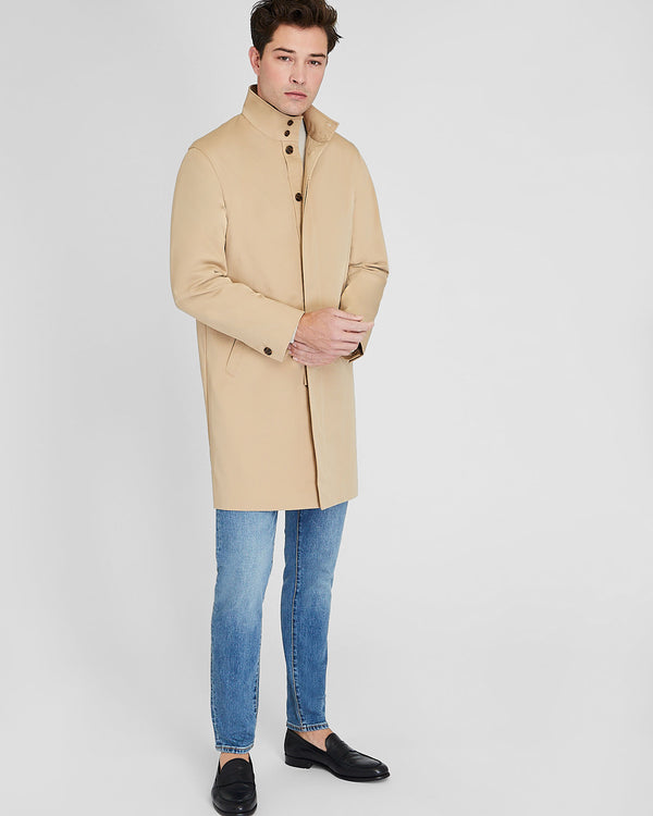 Club Monaco Funnel Neck Mac Coat Khaki