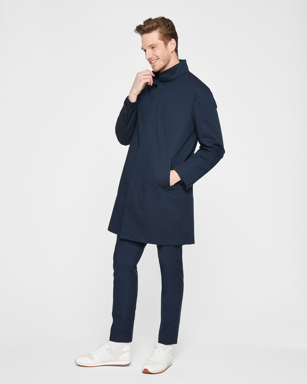 Club Monaco Funnel Neck Mac Coat Navy