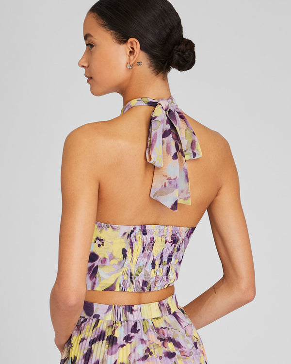 Club Monaco Georgette Tie Halter Top Purple Base