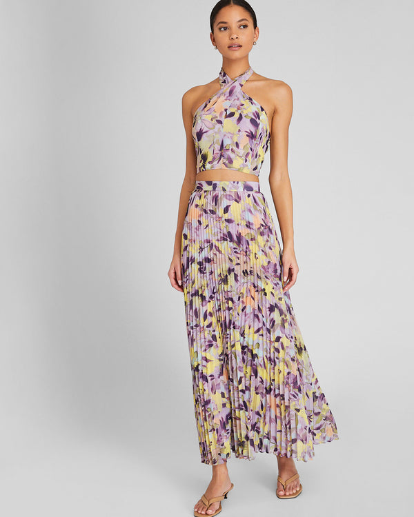 Club Monaco Georgette Tie Halter Top Purple Base