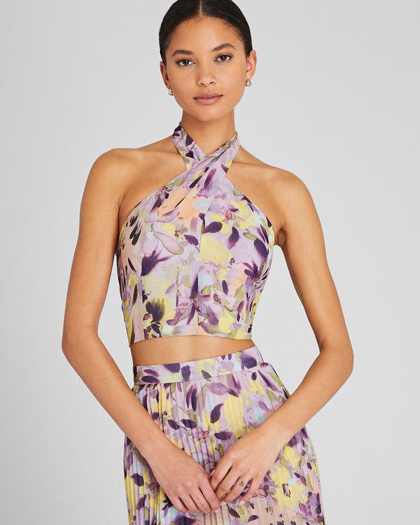 club monaco Georgette Tie Halter Top Purple Base