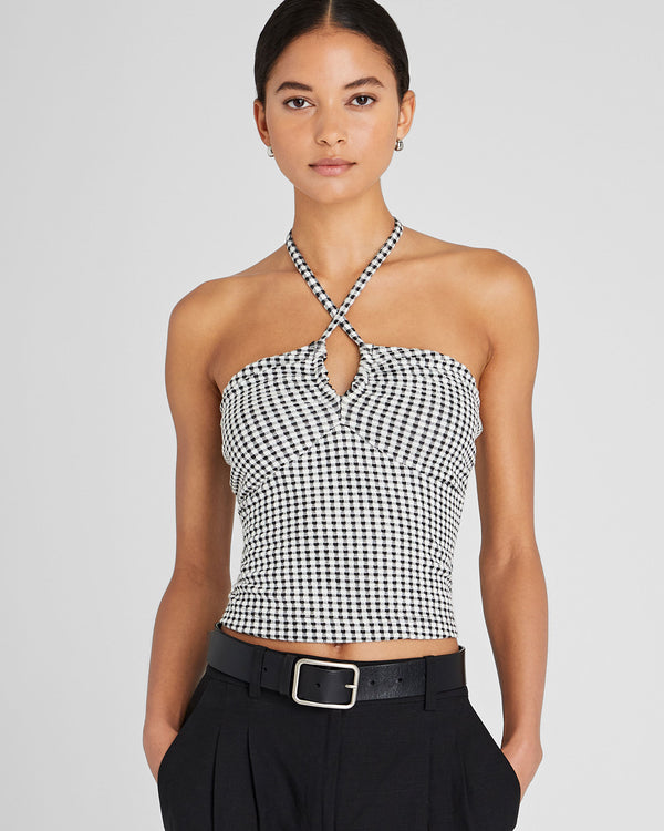 Club Monaco Gingham Knit Top White