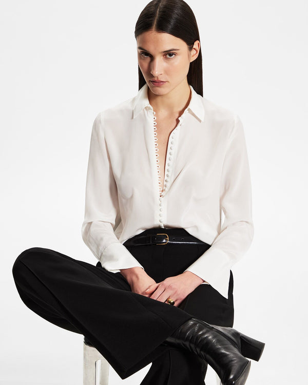 Club Monaco Helek Silk Shirt Blanc De Blanc