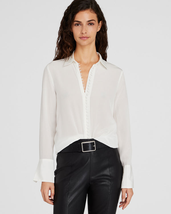 club monaco Helek Silk Shirt Blanc De Blanc