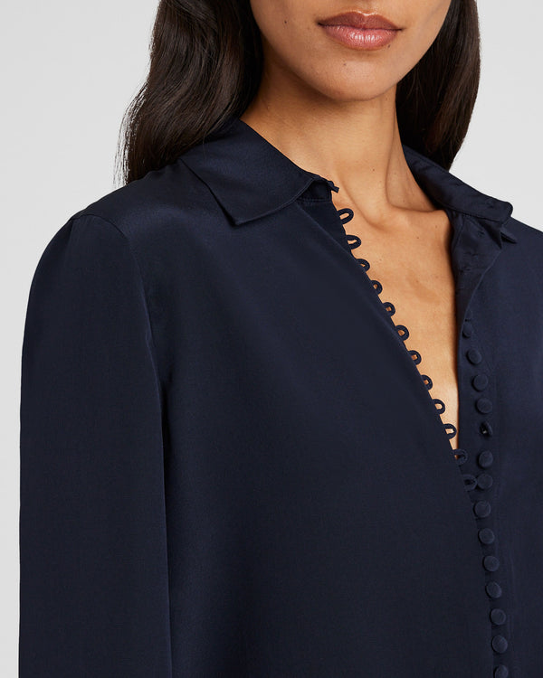 Club Monaco Helek Silk Shirt Navy