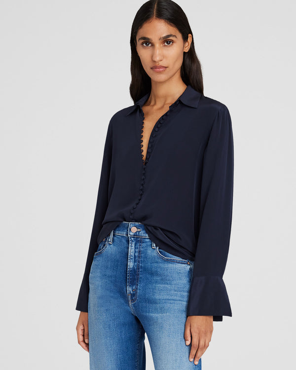 club monaco Helek Silk Shirt Navy