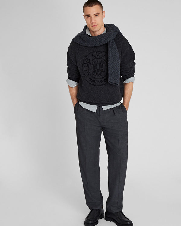 Club Monaco Jacquard Crest Sweater Charcoal Base