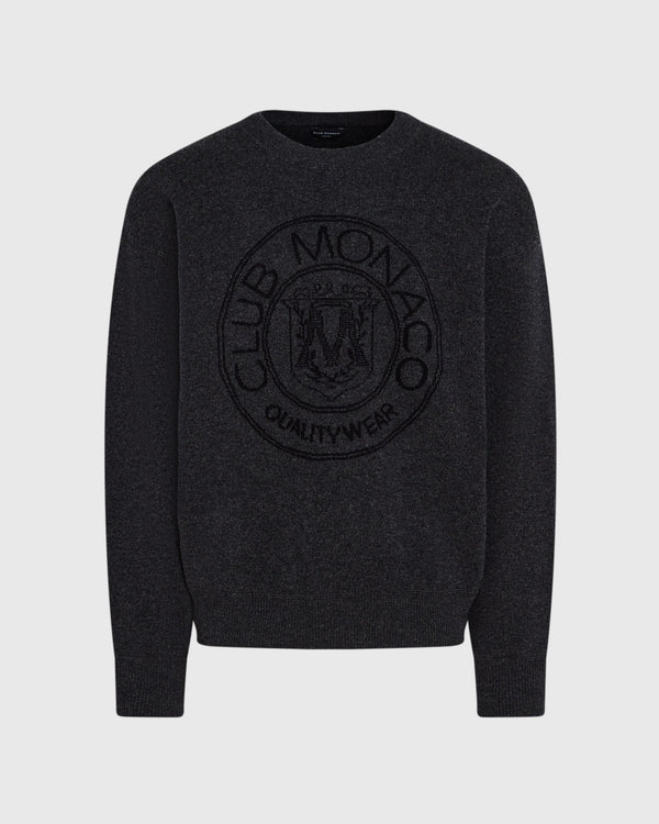club monaco Jacquard Crest Sweater Charcoal Base
