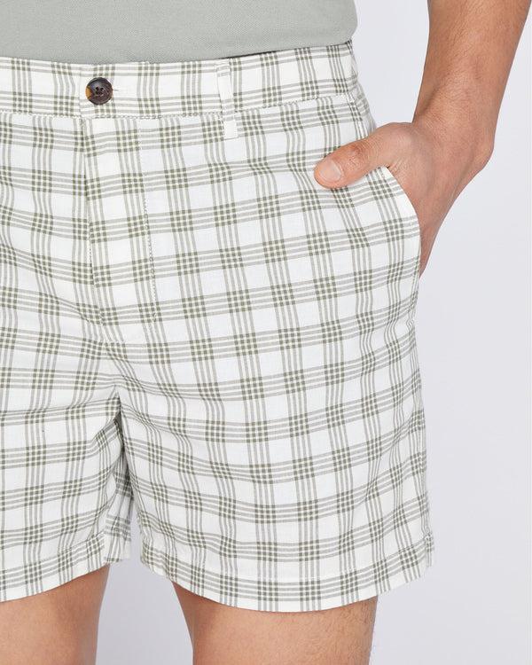Club Monaco Jax Check 5" Shorts Olive Mix