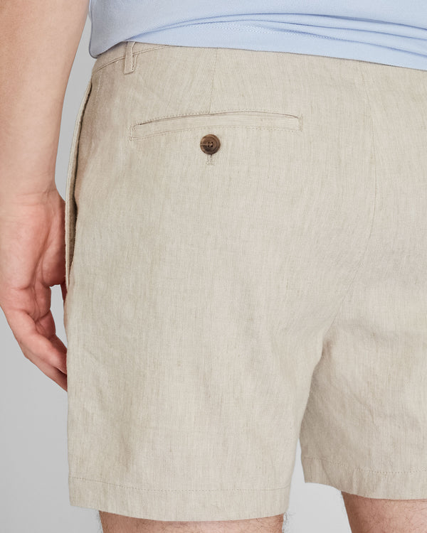 Club Monaco Jax Linen 5" Shorts Stripe - Light Blue