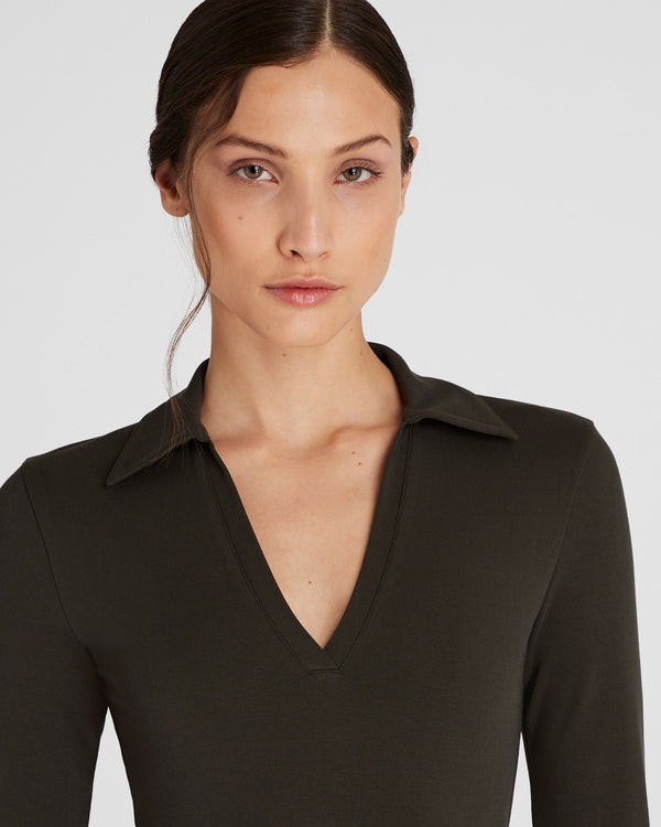 Club Monaco Johnny Collar Bodysuit Green