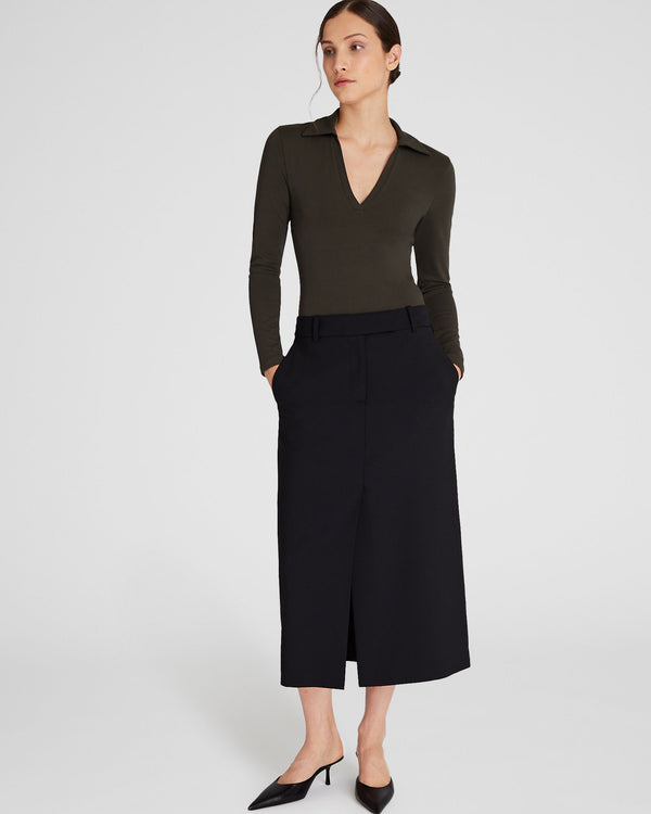 Club Monaco Johnny Collar Bodysuit Green