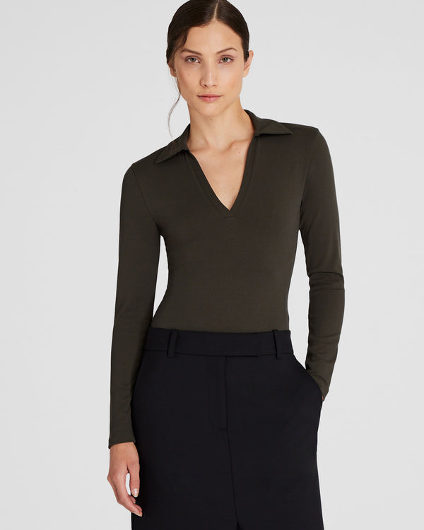 club monaco Johnny Collar Bodysuit Green