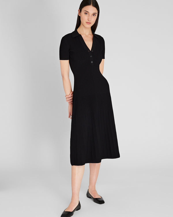 Club Monaco Johnny Collar Midi Dress Black