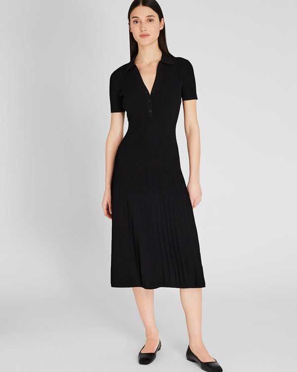 club monaco Johnny Collar Midi Dress Black
