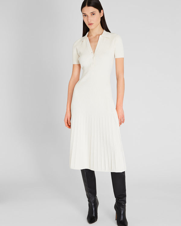 Club Monaco Johnny Collar Midi Dress Off White