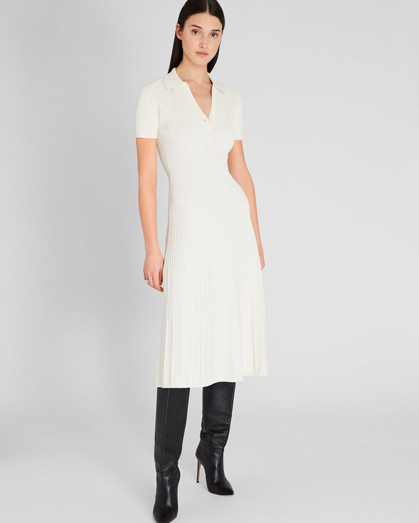 club monaco Johnny Collar Midi Dress Off White