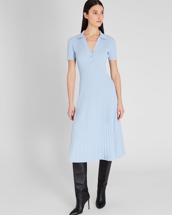 club monaco Johnny Collar Midi Dress Sky Light