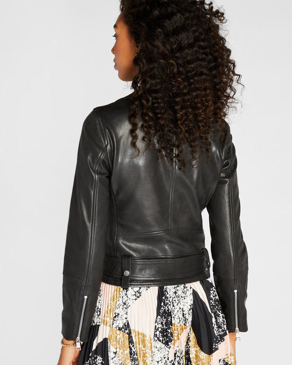 Club Monaco Leather Classic Moto Jacket Black