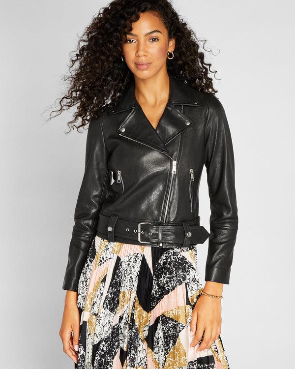 club monaco Leather Classic Moto Jacket Black
