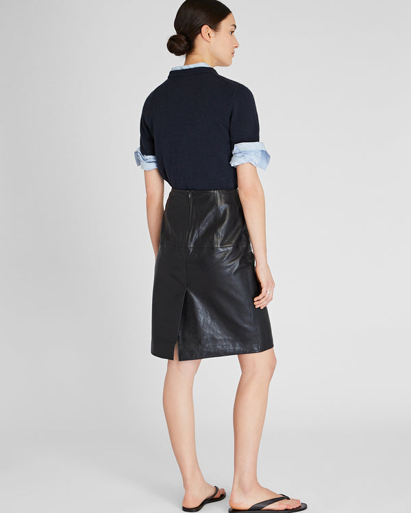 Club Monaco Leather Pencil Skirt Black