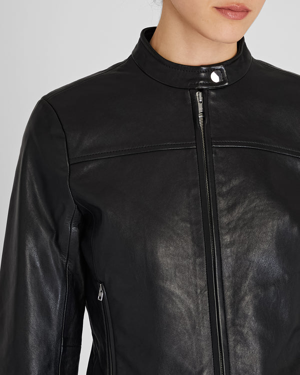 Club Monaco Leather Racer Jacket Black