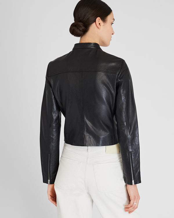 Club Monaco Leather Racer Jacket Black