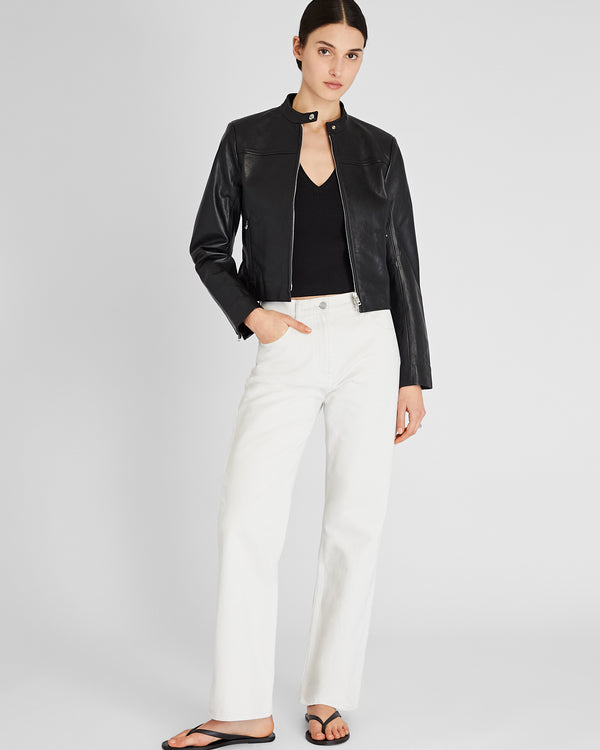 Club Monaco Leather Racer Jacket Black