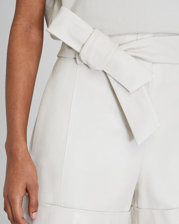 Club Monaco Leather Tie Waist Short Off White