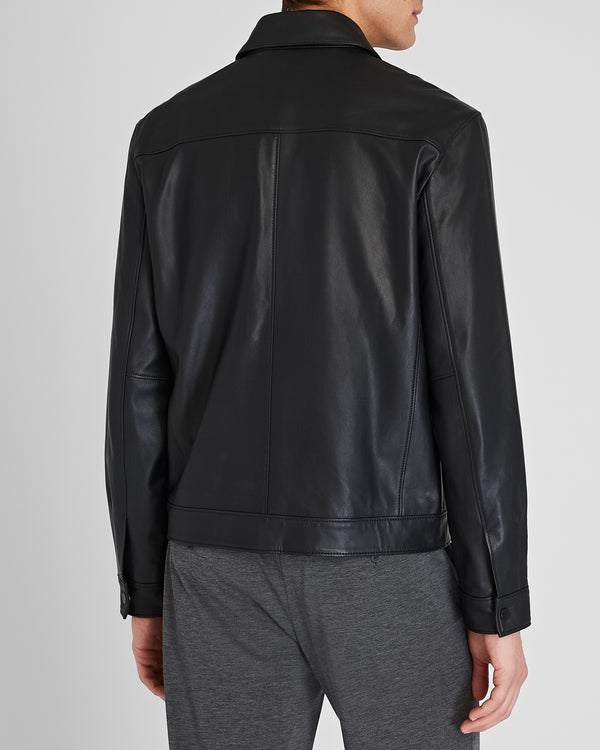 Club Monaco Leather Zip Jacket Black