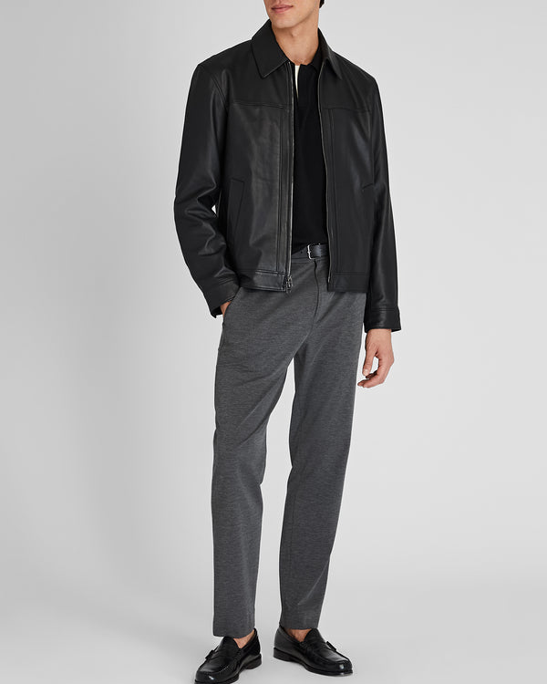 Club Monaco Leather Zip Jacket Black