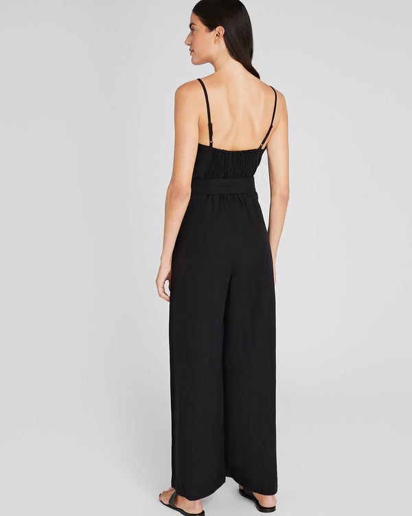 Club Monaco Linen Blend Jumpsuit Black